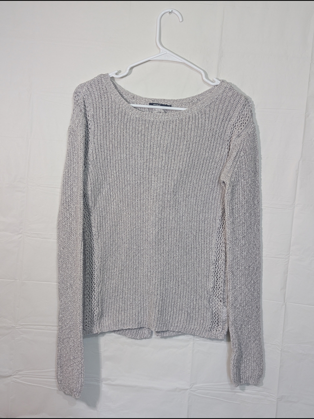 Silver Jeans Co. Lace Up Back Knit Sweater Women's Small Beige Long Sleeve